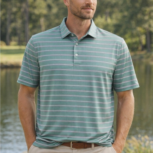 Peter Millar Other - Peter Millar Summer Comfort Polo Shirt Men’s XXL Green Stripe Performance Golf